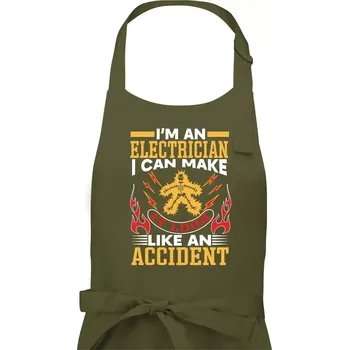 Kuchyňská zástěra Elektrikář - úraz proudem - Pánská zástěra na vaření - Univerzální velikost ( Khaki )