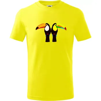 Chlapecké tričko Dva barevní tukani (Moňas) - Tričko dětské bavlněné - 98 cm / 2 roky ( Citrónová )