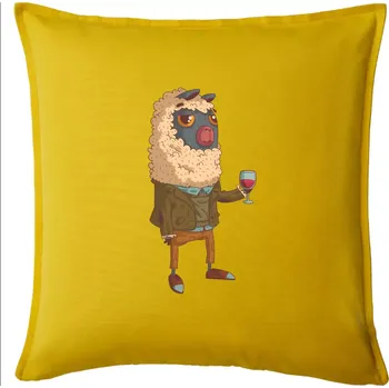 Polštář Alpaka s vínem muž - Polštář 50x50 - 50x50 - Pouze potah ( Žlutá )