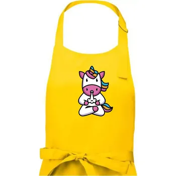 Kuchyňská zástěra Yoga funící jednorožec - Dámská zástěra na vaření - Univerzální velikost ( Žlutá )