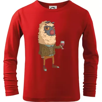 Chlapecké tričko Alpaka s vínem muž - Triko dětské Long Sleeve - 122 cm/6 let ( Červená )