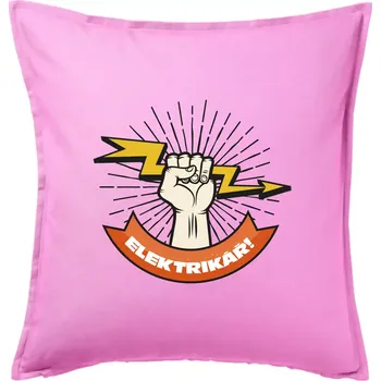 Polštář Elektrikář blesk - Polštář 50x50 - 50x50 - Pouze potah ( Růžová )