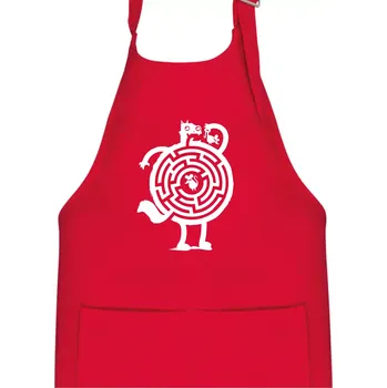 Kuchyňská zástěra Kočka a myš bludiště - Dětská zástěra na vaření - Univerzální velikost ( Červená )