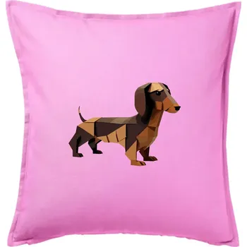 Polštář Jezevčík - slepený z papíru - Polštář 50x50 - 50x50 - Pouze potah ( Růžová )