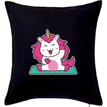 Polštář Yoga veselý jednorožec - Polštář 50x50 - 50x50 - Pouze potah ( Černá )
