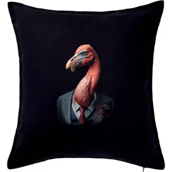 Polštář Plameňák v obleku - Polštář 50x50 - 50x50 - Pouze potah ( Černá )