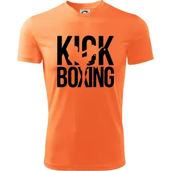 Nápis Kick Boxing - Dětské triko sportovní (dresovina) - 146 cm/10 let ( Neon mandarine )