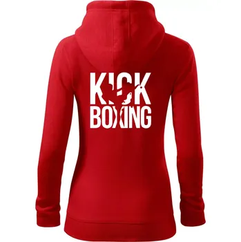 Dámská mikina Nápis Kick Boxing - Dámská mikina trendy zipper s kapucí - L ( Červená )