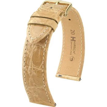 Módní doplněk Kožený řemínek Hirsch Genuine Croco L 18920890-7, béžový, krokodýlí kůže, délka L, Quick Release - 18 mm