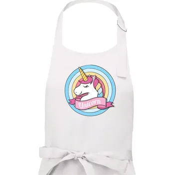Kuchyňská zástěra Jednorožec v kolečku - Dámská zástěra na vaření - Univerzální velikost ( Bílá )
