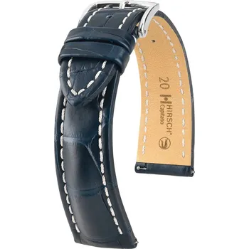 Řemínek na hodinky Kožený řemínek Hirsch Capitano L 04807089-2, modrý, aligátoří kůže, délka L, Quick Release - 21 mm