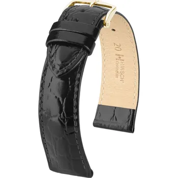Řemínek na hodinky Kožený řemínek Hirsch Crocograin 12302850NQ-1, černý, teletina - 18 mm