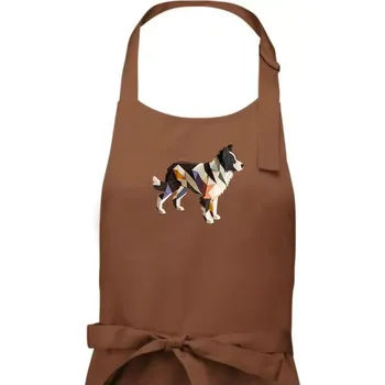 Kuchyňská zástěra Border colie slepená z papíru - Pánská zástěra na vaření - Univerzální velikost ( Kakaová )