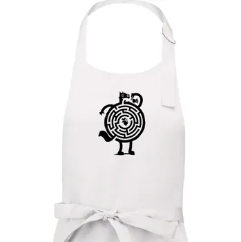 Kuchyňská zástěra Kočka a myš bludiště - Pánská zástěra na vaření - Univerzální velikost ( Bílá )