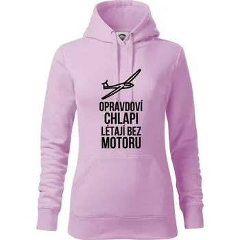 Dámská mikina Opravdovi chlapi létají bez motoru - Mikina dámská Cape s kapucí - XS ( Orchid )