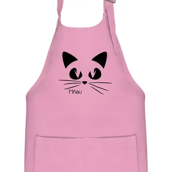 Kuchyňská zástěra Kočka mňau - Dětská zástěra na vaření - Univerzální velikost ( Růžová )