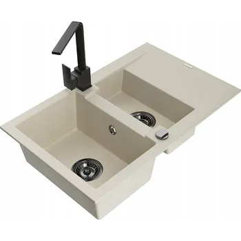 Granitový dřez Dřez jednokomorový s vaničkou Mexen Gaspar granit béžový