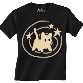 Chlapecké tričko Dětské tričko Kočičí spirála Y2K Galaxy Panic Cat (Velikost: 3-4, Barva: Černá)