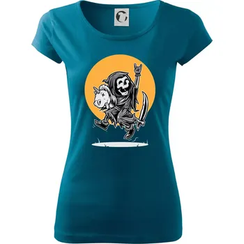 Dámské tričko Jednorozeč vs. smrtka - Dámské triko Pure - L ( Petrolejová )