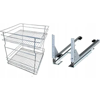 Nábytkové kování Cargo do spodní skříňky 60 cm 600 Chromovaný efekt 2 koše s tlumením dovírání REJS plný výsuv