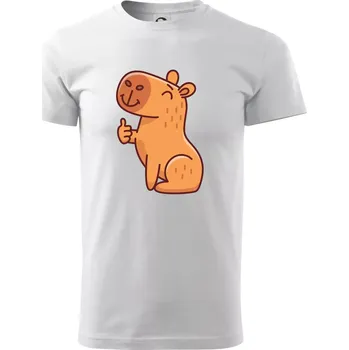 Kapybara s palcem nahoru - Triko extra velké (5-8XL) - 8XL ( Bílá )
