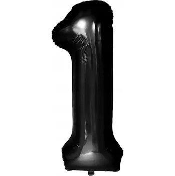 Balónek Id_2339_1cza FÓLIOVÝ BALÓNEK ČÍSLICE 1 ČERNÝ 100cm ČERNÁ JEDNIČKA K PRVNÍM NAROZENINÁM
