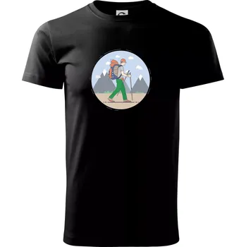 Barevný párový motiv na hory - Triko extra velké (5-8XL) - 6XL ( Černá )