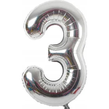 Balónek Fóliový balónek Top Gift číslice 3, 80 cm, stříbrný