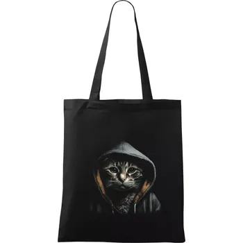 Kočka v mikině - Taška bavlněná - 42 x 38 cm ( Černá )