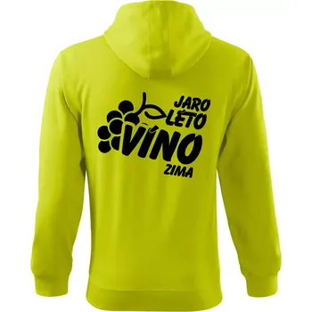 Pánská mikina Jaro, léto, víno, zima - Mikina s kapucí na zip trendy zipper - 2XL ( Limetková )