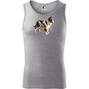 Border colie slepená z papíru - Tílko pánské Core - L ( Tmavě šedý melír )