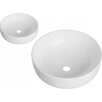 Umyvadlo UMYVADLO NA DESKU KULATÉ BÍLÉ KERAMICKÉ KOUPELNOVÉ STOJÍCÍ NA DESCE TEO