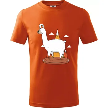 Chlapecké tričko Alpaka kreslená - Tričko dětské bavlněné - 146 cm/10 let ( Oranžová )