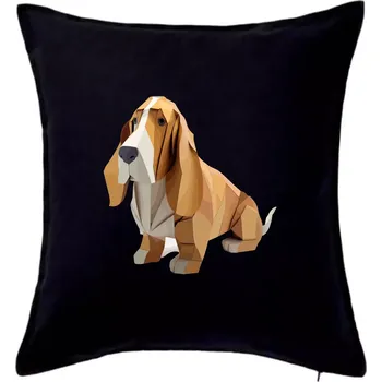 Polštář Baset slepený z papíru - Polštář 50x50 - 50x50 - Pouze potah ( Černá )