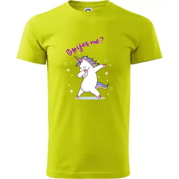 Pánské tričko Jednorožec Opiješ mě? - Klasické pánské triko vyšší gramáže - XL ( Limetková )