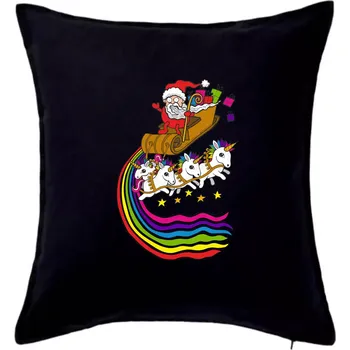 Polštář Santa a jednorožci (Pecka design) - Polštář 50x50 - 50x50 - Pouze potah ( Černá )