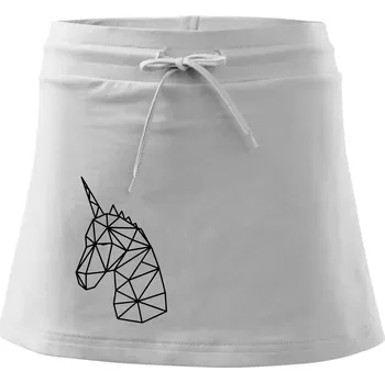 Dámská sukně Geometrie - Jednorožec - Sportovní sukně - two in one - L ( Bílá )