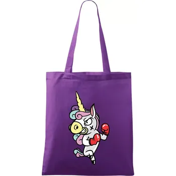 Nákupní taška Jednorožec box - Taška bavlněná - 42 x 38 cm ( Fialová )