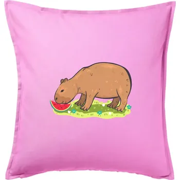 Polštář Kapybara a meloun - Polštář 50x50 - 50x50 - Včetně výplně ( Růžová )