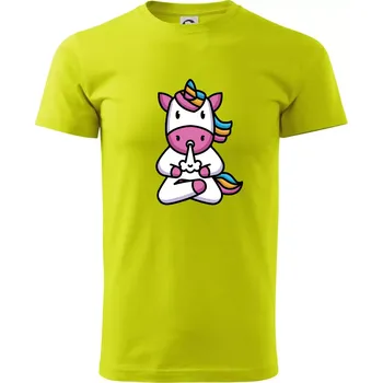 Yoga funící jednorožec - Klasické pánské triko vyšší gramáže - 3XL ( Limetková )