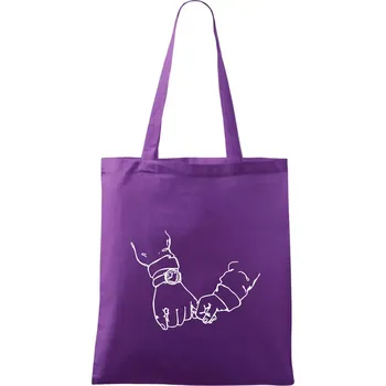 Táta a syn ruce obrys - Taška bavlněná - 42 x 38 cm ( Fialová )