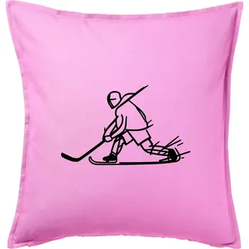 Polštář Kreslený hokejista tučnou fixou - Polštář 50x50 - 50x50 - Pouze potah ( Růžová )