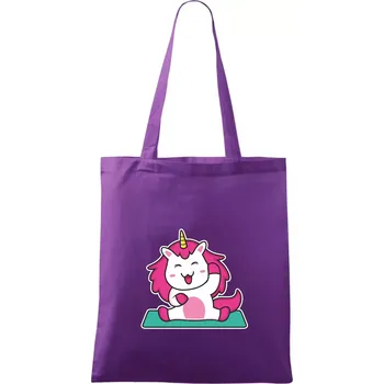 Yoga veselý jednorožec - Taška bavlněná - 42 x 38 cm ( Fialová )