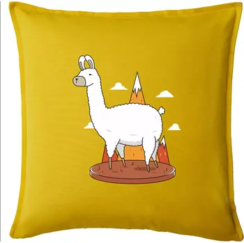 Polštář Alpaka kreslená - Polštář 50x50 - 50x50 - Pouze potah ( Žlutá )