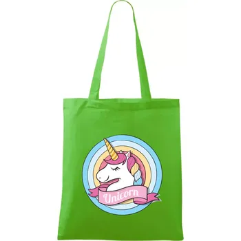 Nákupní taška Jednorožec v kolečku - Taška bavlněná - 42 x 38 cm ( Apple Green )