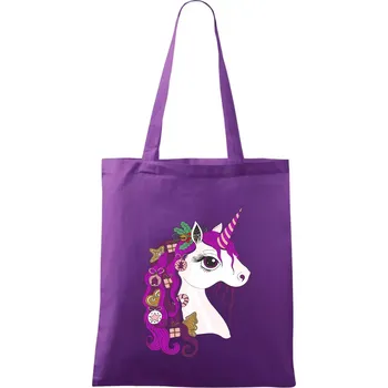 Vánoční jednorožec - Taška bavlněná - 42 x 38 cm ( Fialová )