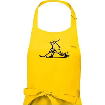Kuchyňská zástěra Kreslený hokejista tučnou fixou - Pánská zástěra na vaření - Univerzální velikost ( Žlutá )