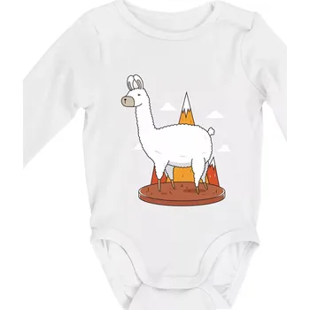 Alpaka kreslená - Body kojenecké s dlouhým rukávem - Dlouhý r. do 3 měs ( Bílá )