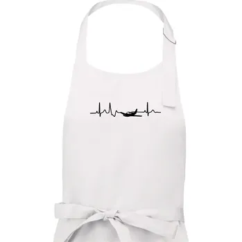Kuchyňská zástěra EKG letadlo - Dámská zástěra na vaření - Univerzální velikost ( Bílá )