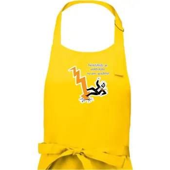 Kuchyňská zástěra Nedotýkejte se elektrikáře na zem spadlého - Dámská zástěra na vaření - Univerzální velikost ( Žlutá )